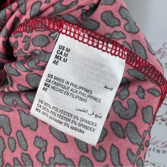 INC International Concepts long sleeve blouse zippers Red and Gray Leopard - Picture 8 of 9